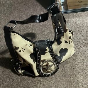 Cow print shoulder bag